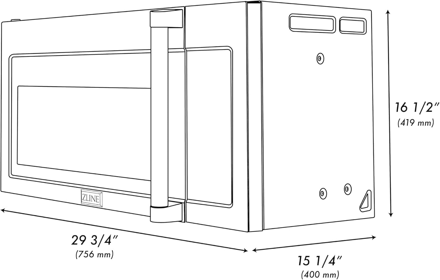 ZLINE Over the Range Convection Microwave Oven in Black Stainless Steel with Traditional Handle and Sensor Cooking