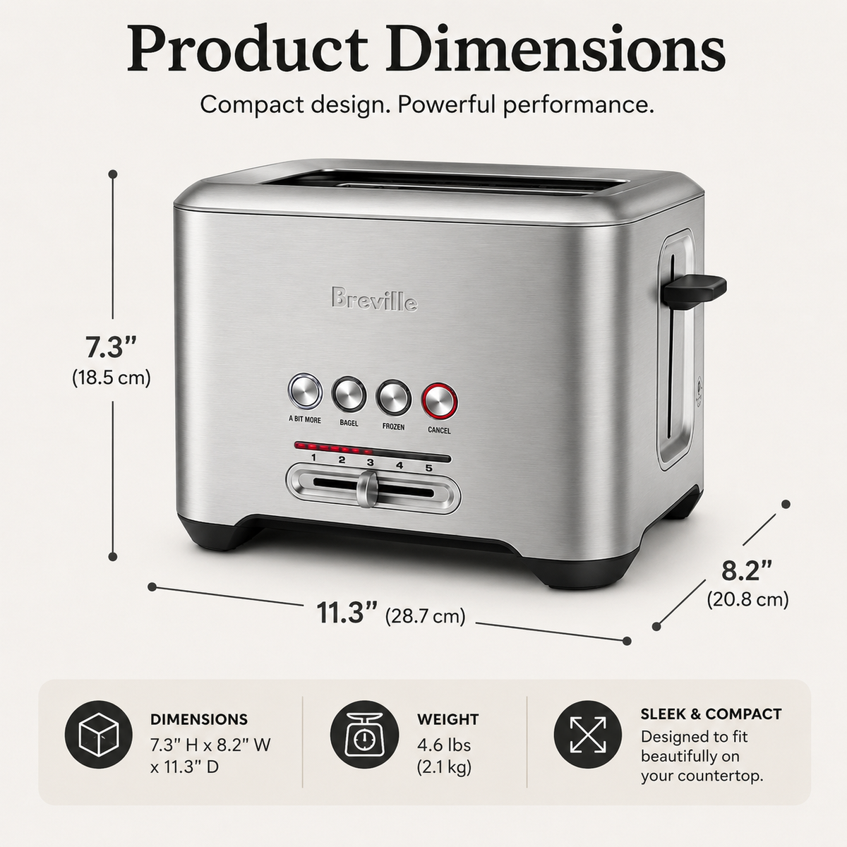 Breville BTA720XL Bit More Toaster, 2 Slice, Brushed Stainless Steel