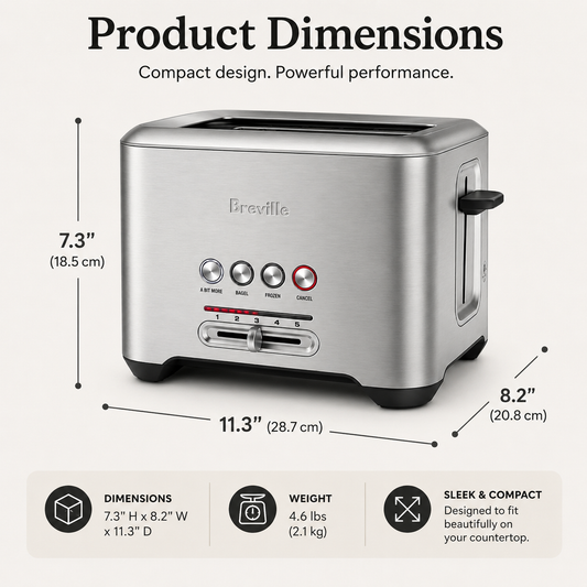 Breville BTA720XL Bit More Toaster, 2 Slice, Brushed Stainless Steel