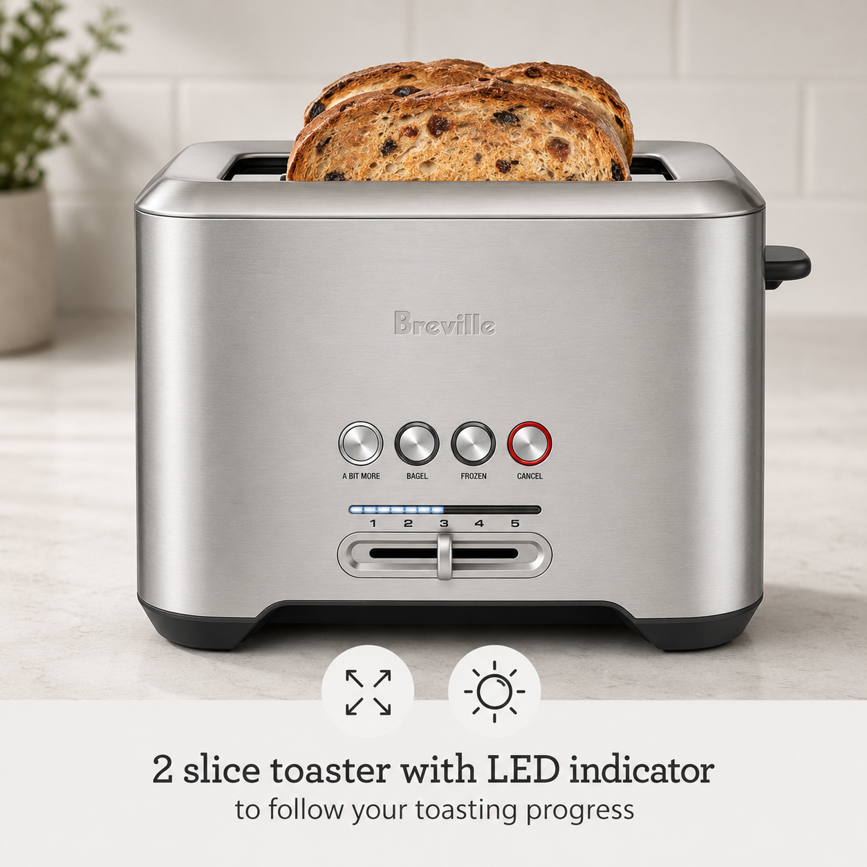 Breville BTA720XL Bit More Toaster, 2 Slice, Brushed Stainless Steel