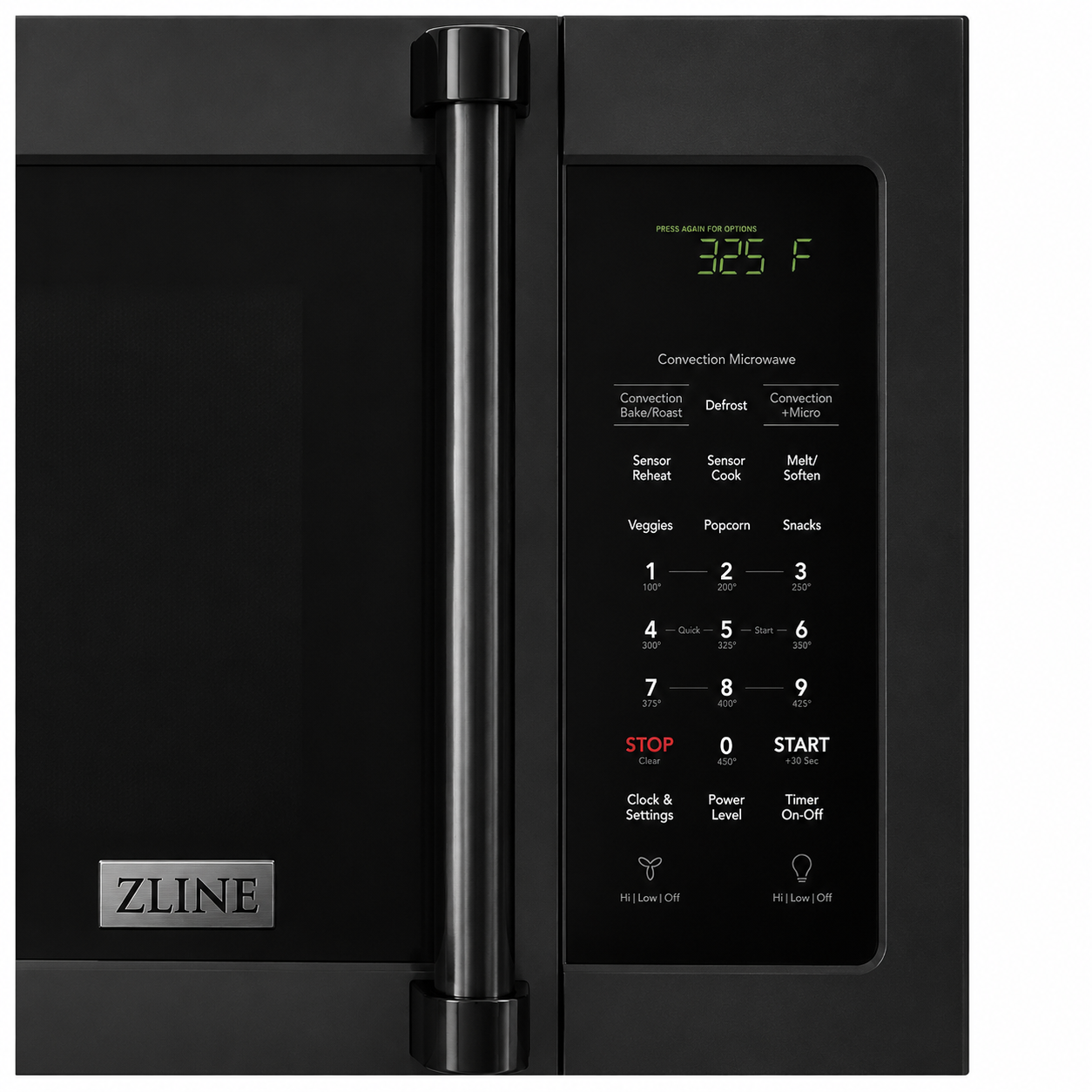 ZLINE Over the Range Convection Microwave Oven in Black Stainless Steel with Traditional Handle and Sensor Cooking
