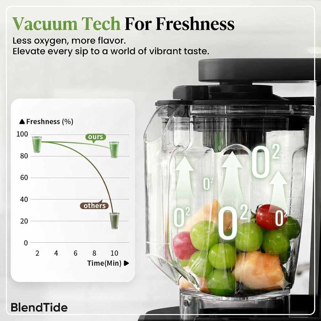 Professional Blender 64oz, 1500W Vacuum Blender for Less Foam, Commercial Quiet Shield, Kitchen Timer, Self-Cleaning, 9 Speeds, 6 Presets for Smoothies, Frozen Drinks, Nut & Seed Blends